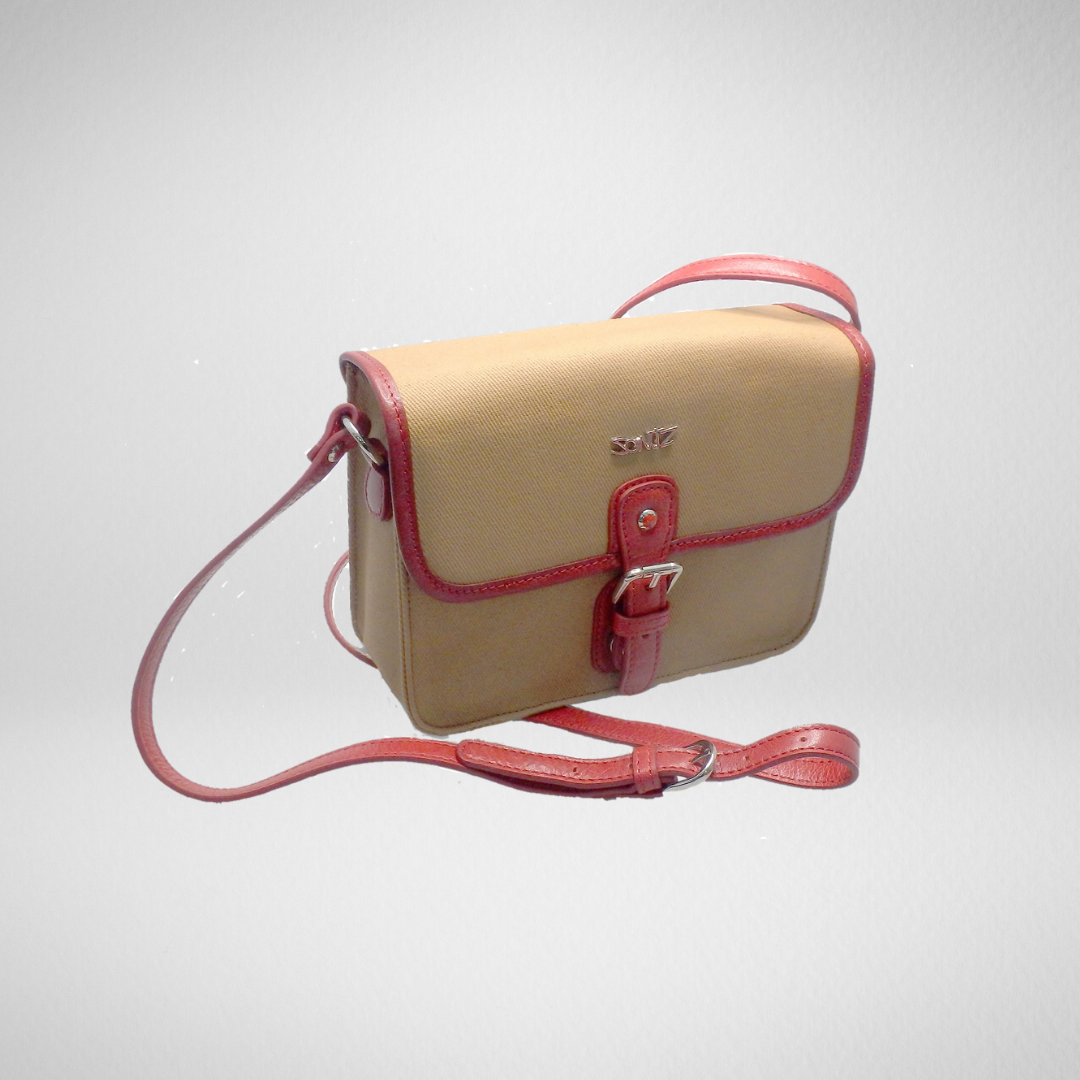 Cotton Twill with Leather Trim Vintage Look Crossbody bag
