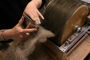 bat making on carding machine which helps to give length to the wool pre spinning and felting