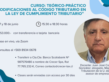 Curso ""Modificaciones al Código Tributario en la Ley de Cumplimiento Tributario"