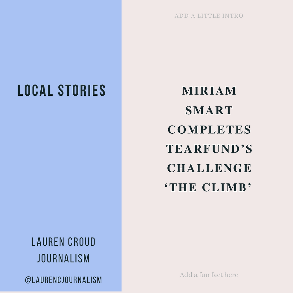 Miriam Smart completes Tearfund’s challenge ‘The Climb’  