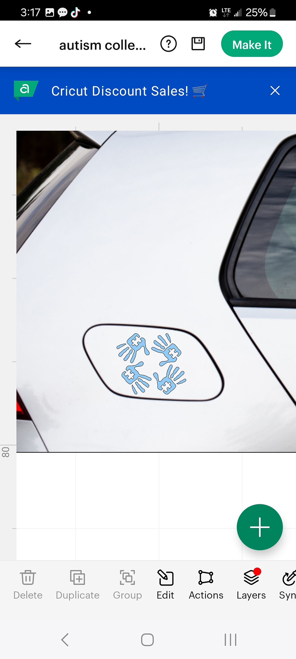 Autism awareness logo with hand prints decal