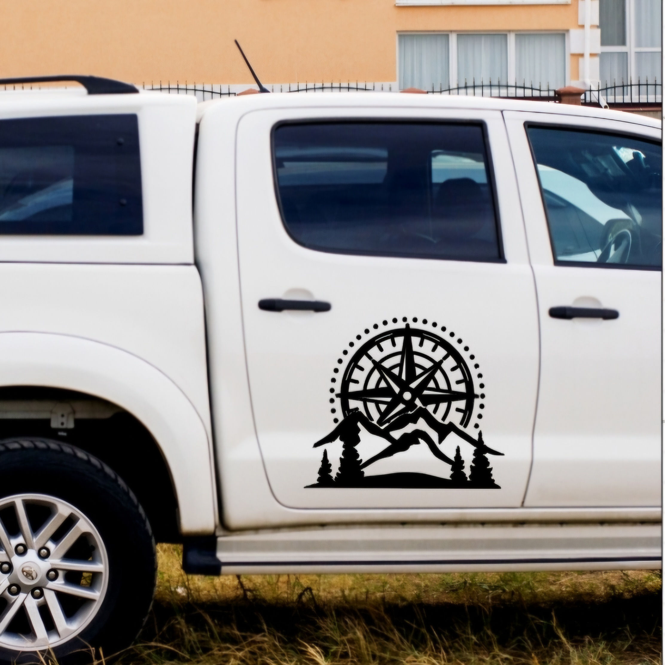 compass and mountain range - decal/sticker's