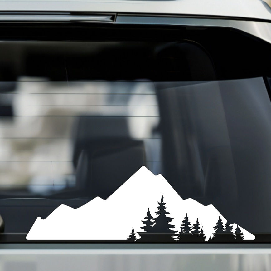 Large Mountain range with trees decal