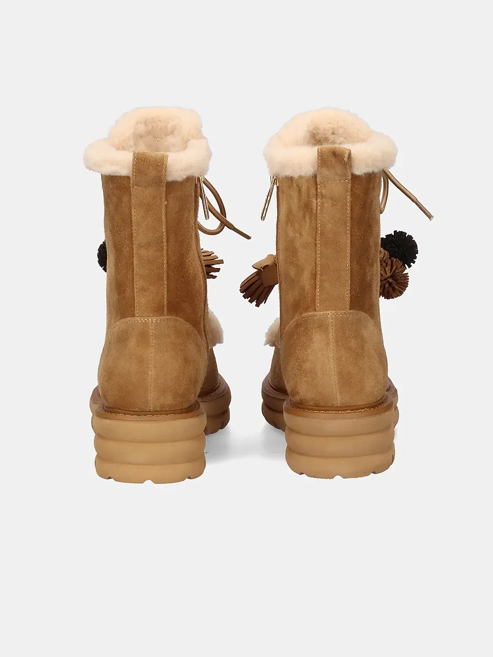 Miniatura: Botines Exe ante camel con pompones
