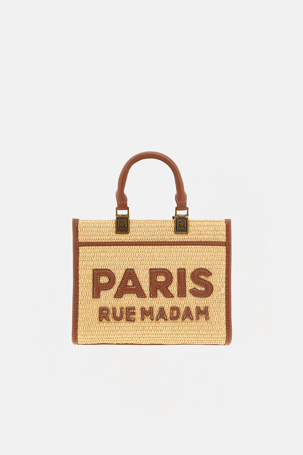 Bolso Rue Madam Iconique Mini Tote Straw Marrón
