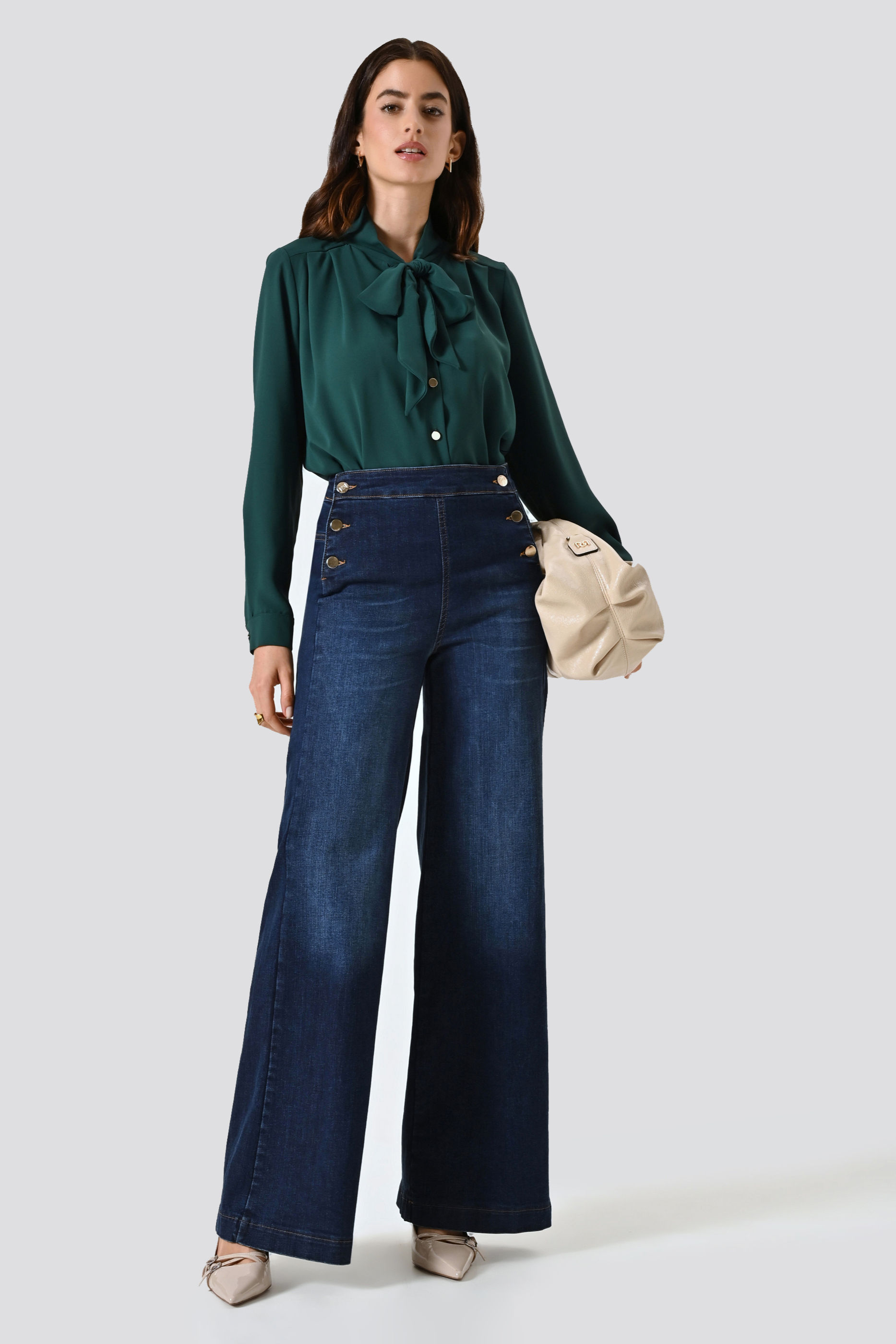 Vaqueros wide leg de lavado oscuro