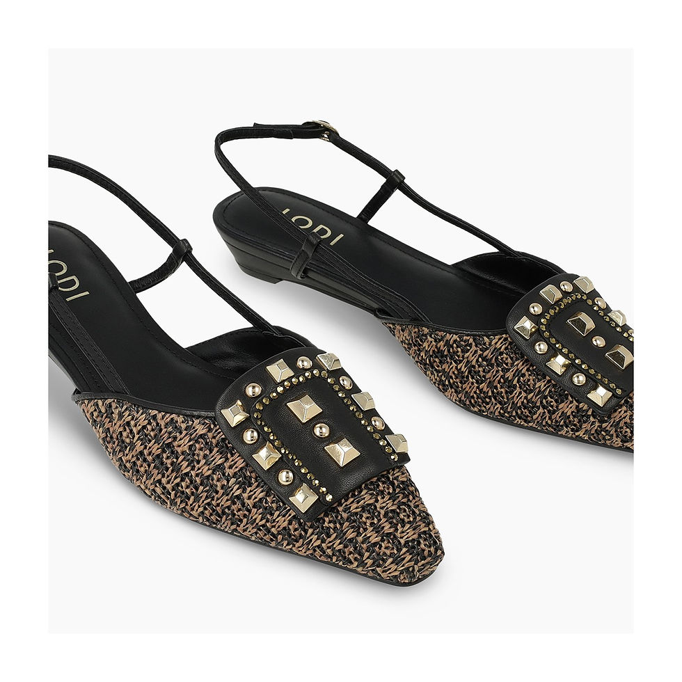 Miniatura: ZAPATOS LODI NEGROS RAFIA Y PEDRERIA