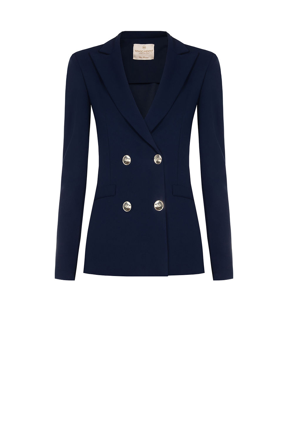 Miniatura: Chaqueta cruzada larga en neopreno crepé