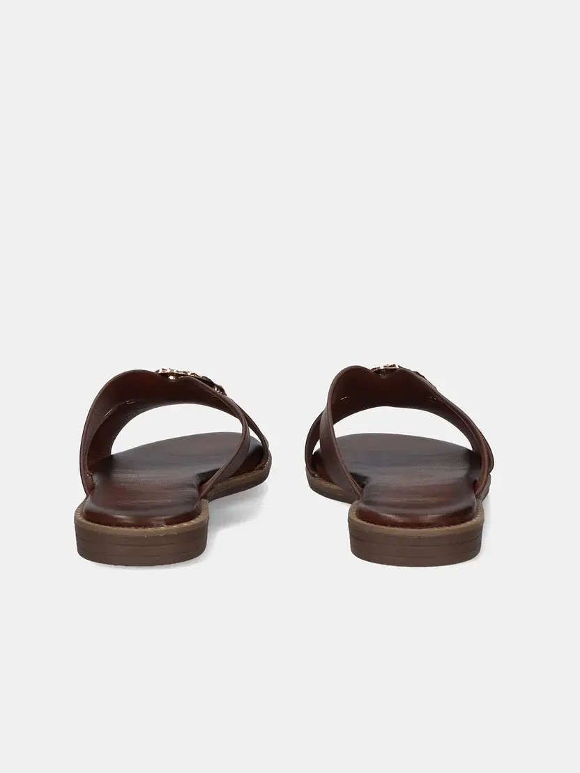 Miniatura: Sandalias Exe en marrón adorno dorado