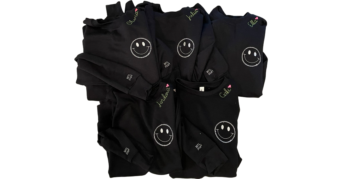 Embroidered Happy Name Crewneck