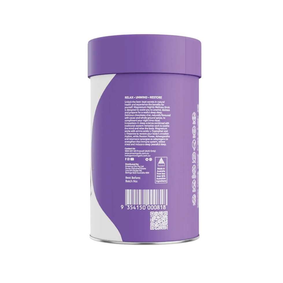 Thumbnail: Amazing Oils Magnesium Nightly Wellness Drink Cacao & Chai 200g