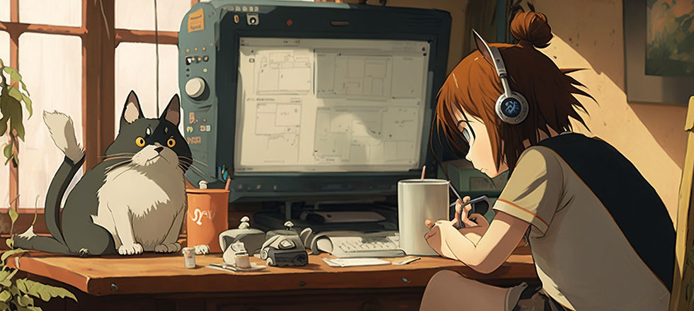A young person sits at desk, studying.