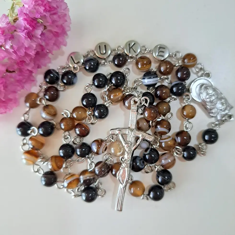 Thumbnail: Brown Agate Personalized Chain Linked Rosary