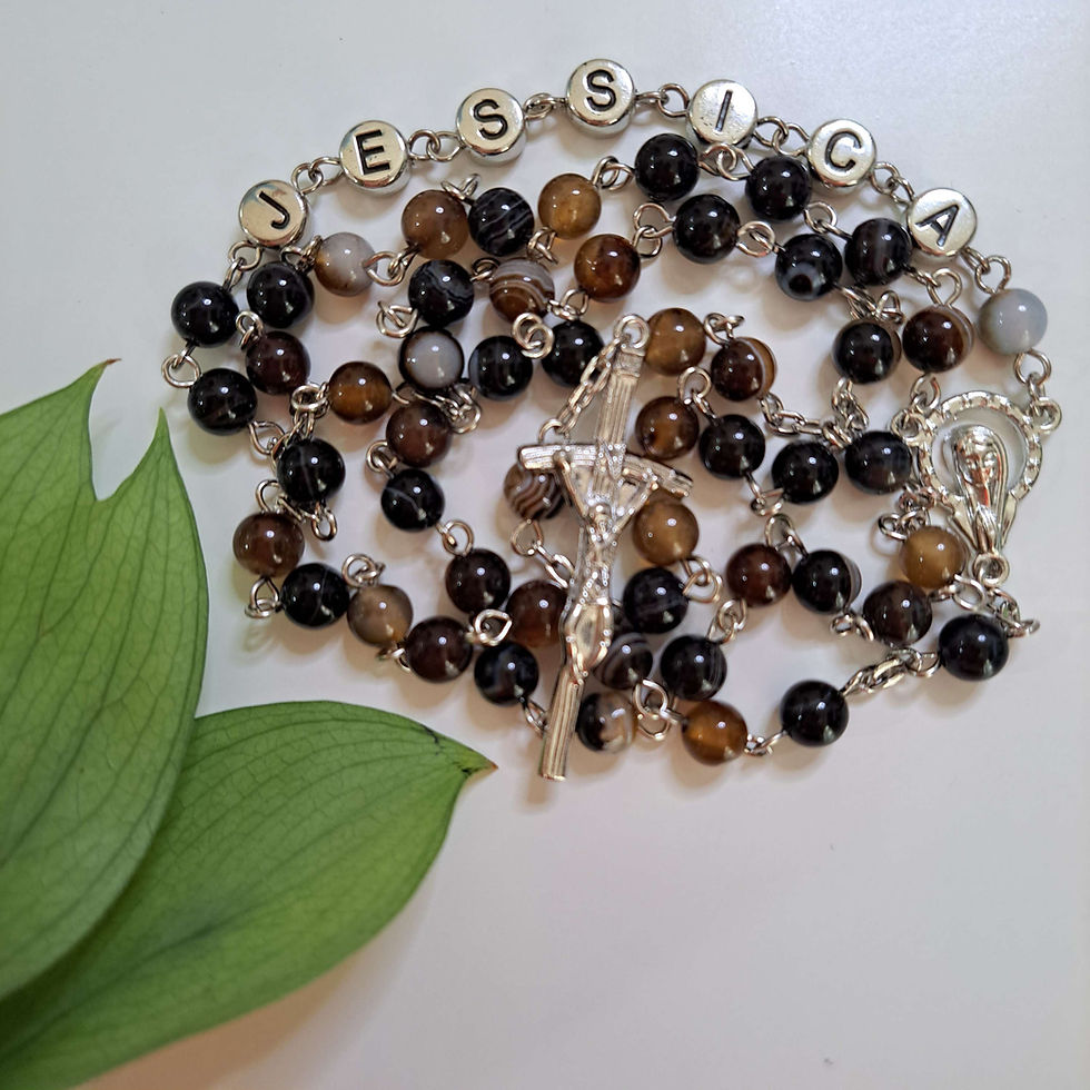 Thumbnail: Brown Agate Personalized Chain Linked Rosary