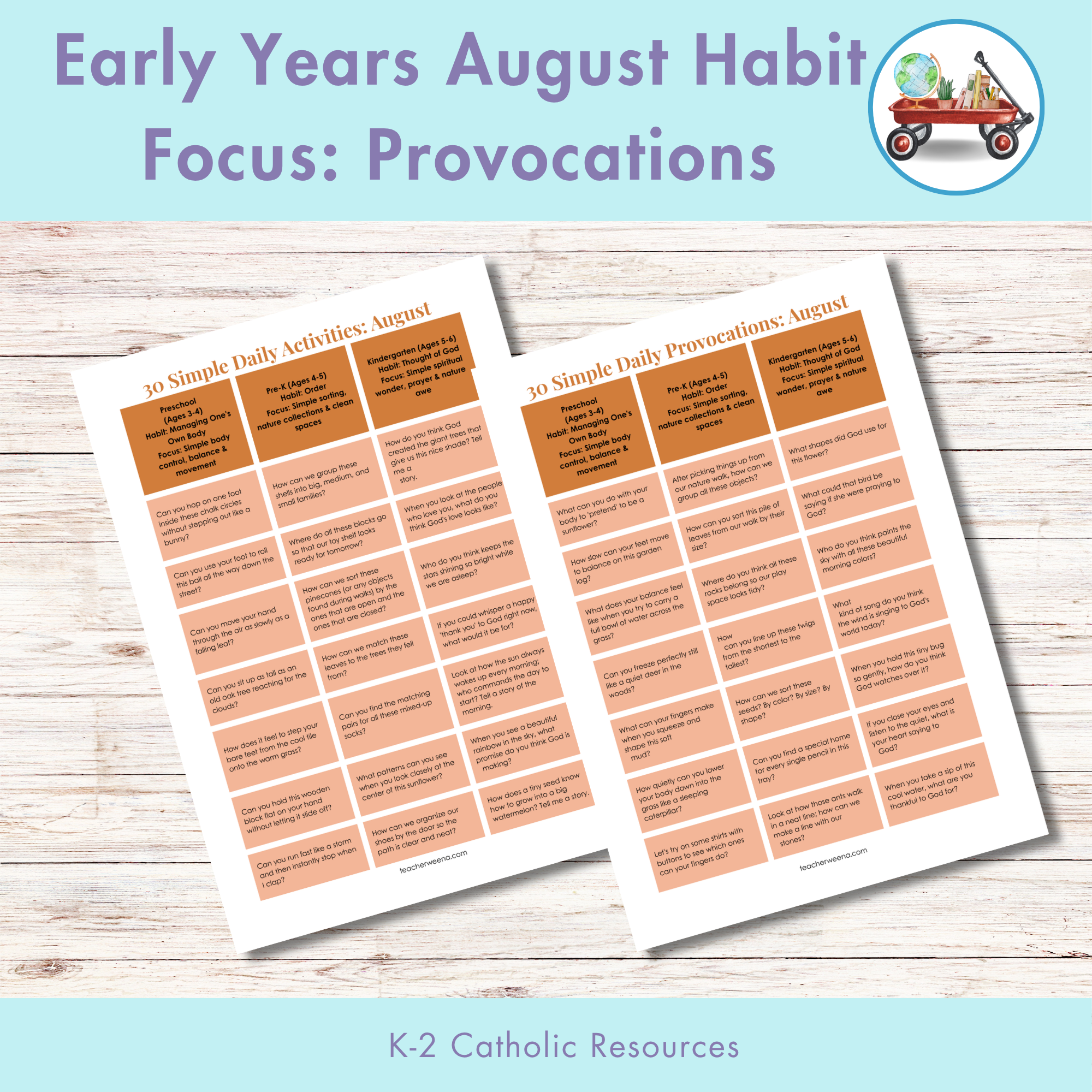 Early Years August Habit Focus: Provocations