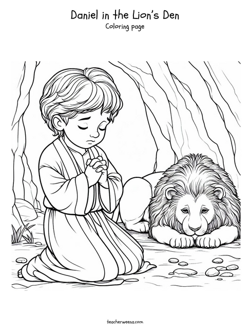 Daniel in the Lion's Den coloring page