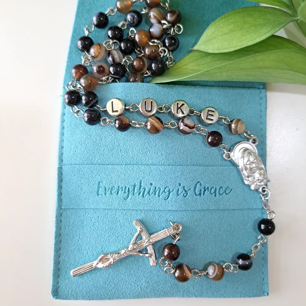 Thumbnail: Brown Agate Personalized Chain Linked Rosary