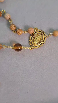 Thumbnail: Picture Jasper Natural Stone Chain Bound Rosary