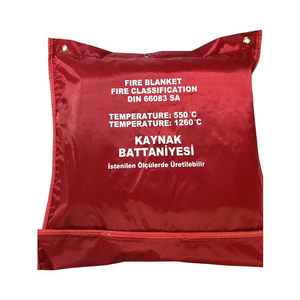 Kırmızı çanta içerisinde kaynak battaniyesi