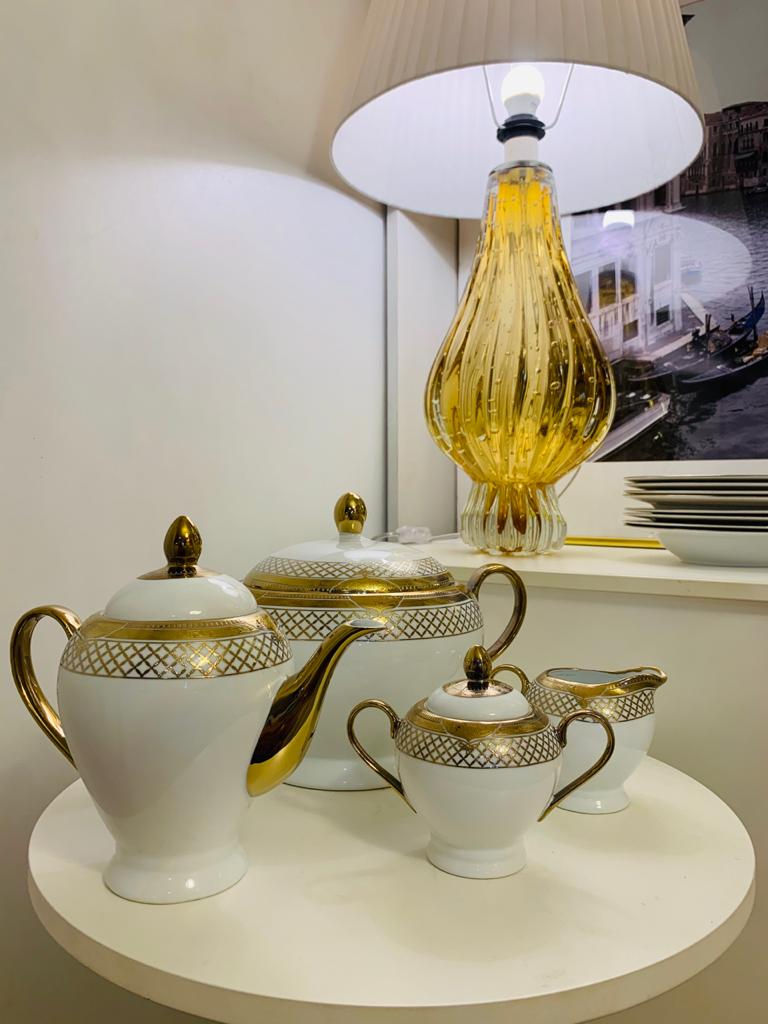 Miniatura: Aparelho de Jantar Paris em Porcelana/ Filete de Ouro 81 peças 