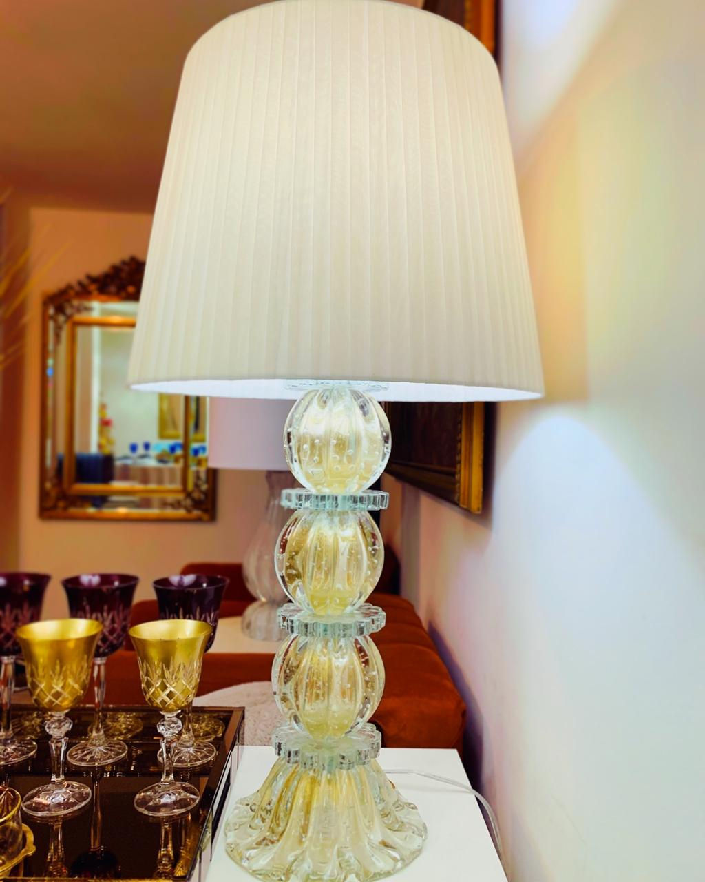 Abajur Era do Ouro de cristal de murano c/ OURO 24K