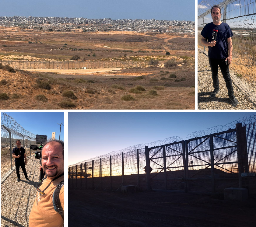 El periodista Gabriel Michi y el camarógrafo Ezequiel Pizzuto (enviados de C5n a Medio Oriente) mostraron cómo está la frontera de Israel con la Franja de Gaza tras los acuerdos de paz. (Fotos: Ezequiel Pizzuto)
