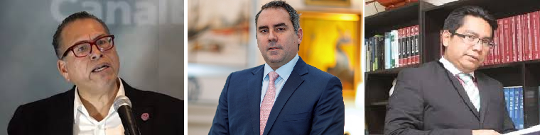 Los candidatos presidenciales peruanos Phillip Butters (derecha) y Rafael Belaúnde (liberal) fueron atacados, el primero a piedrazos, el segundo a balazos. El aspirante al Congreso Percy Ipanaqué (izquierda) fue asesinado.