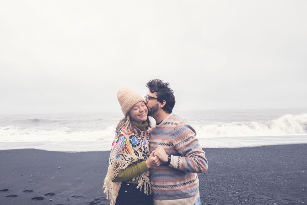 Iceland Black Beach Couple Portrait