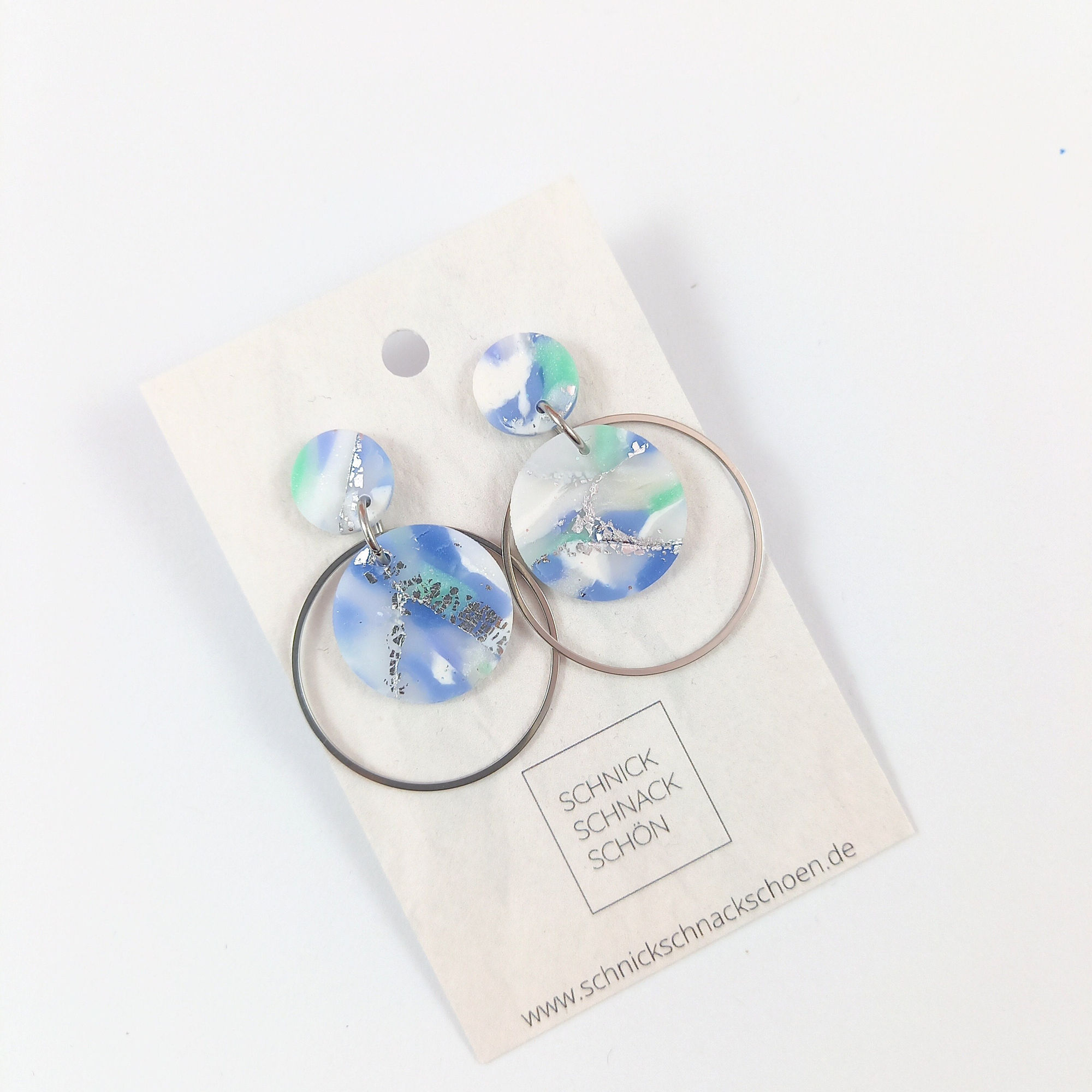 Brautohrringe  "Kreise" in silber & Blau