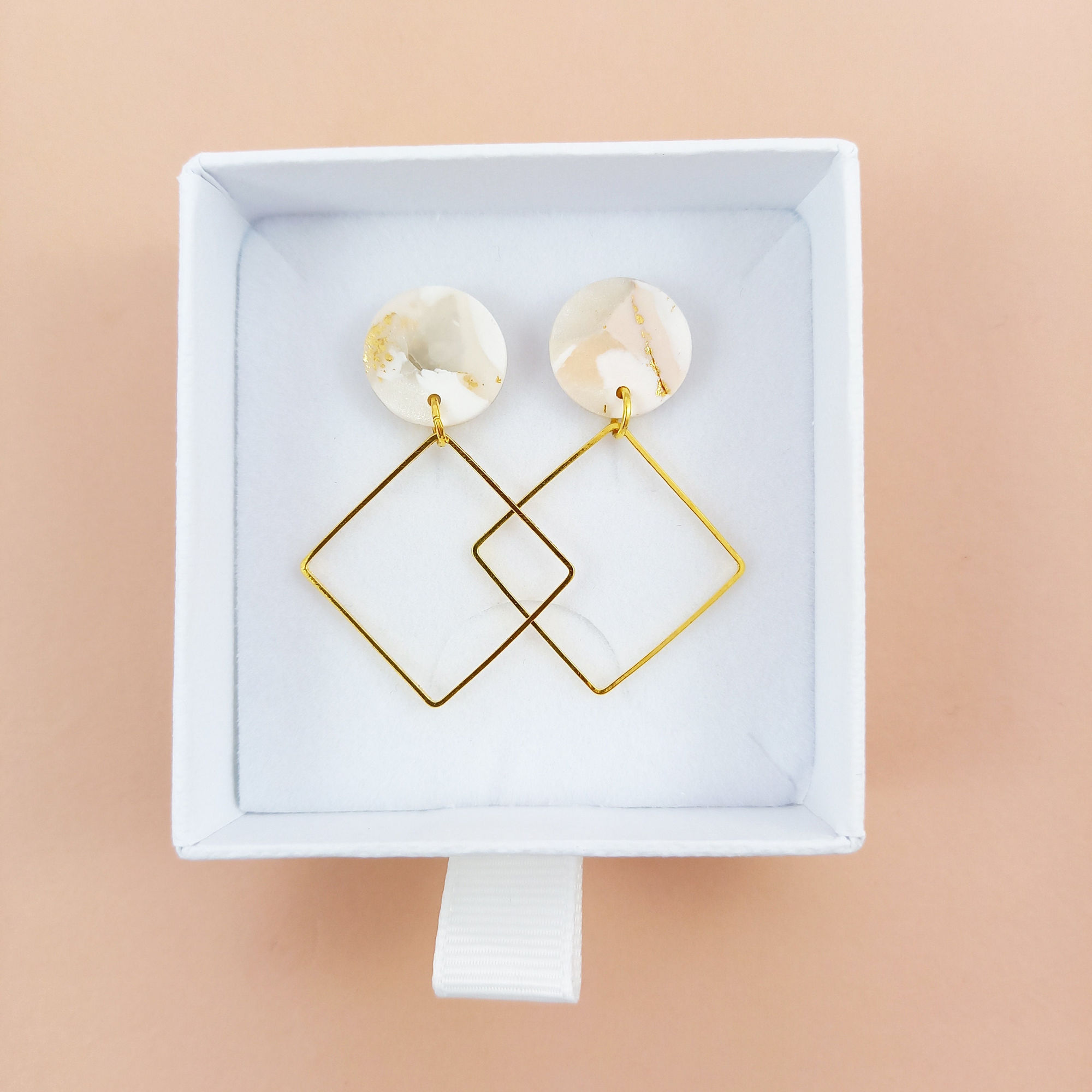 Brautohrringe  "Quadrate" gold