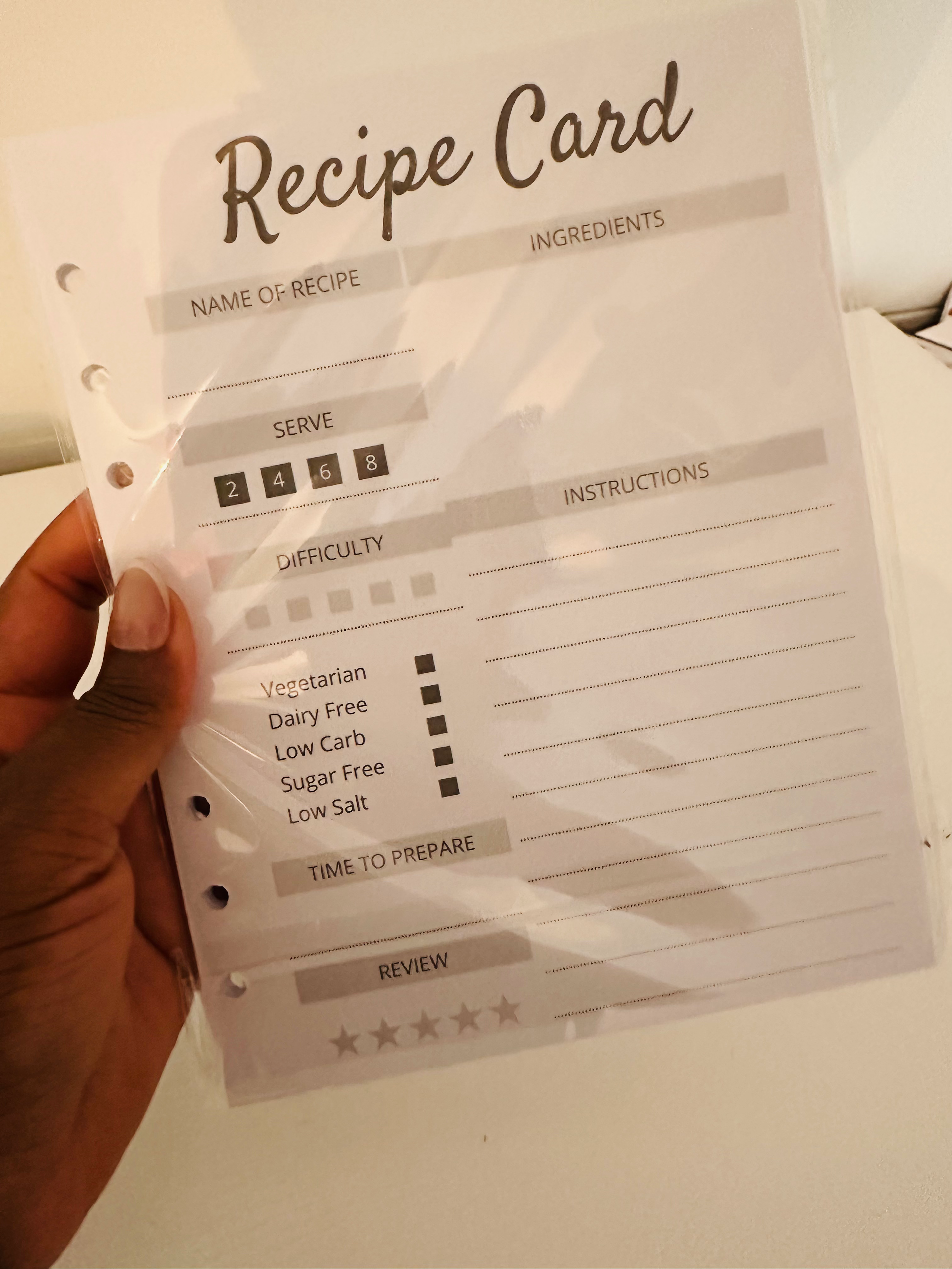 Recipe Card Inserts