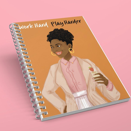 Work Hard, Play Harder Notebook Copper and Brass