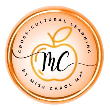 Logo naranja de Cross-Cultural Learning, con manzana