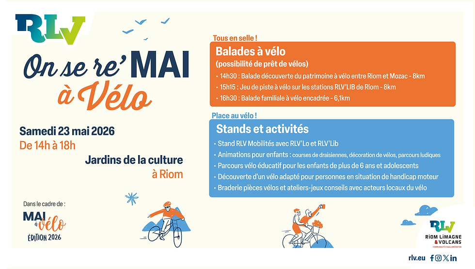 Mai à vélo à Riom Limagne et Volcans