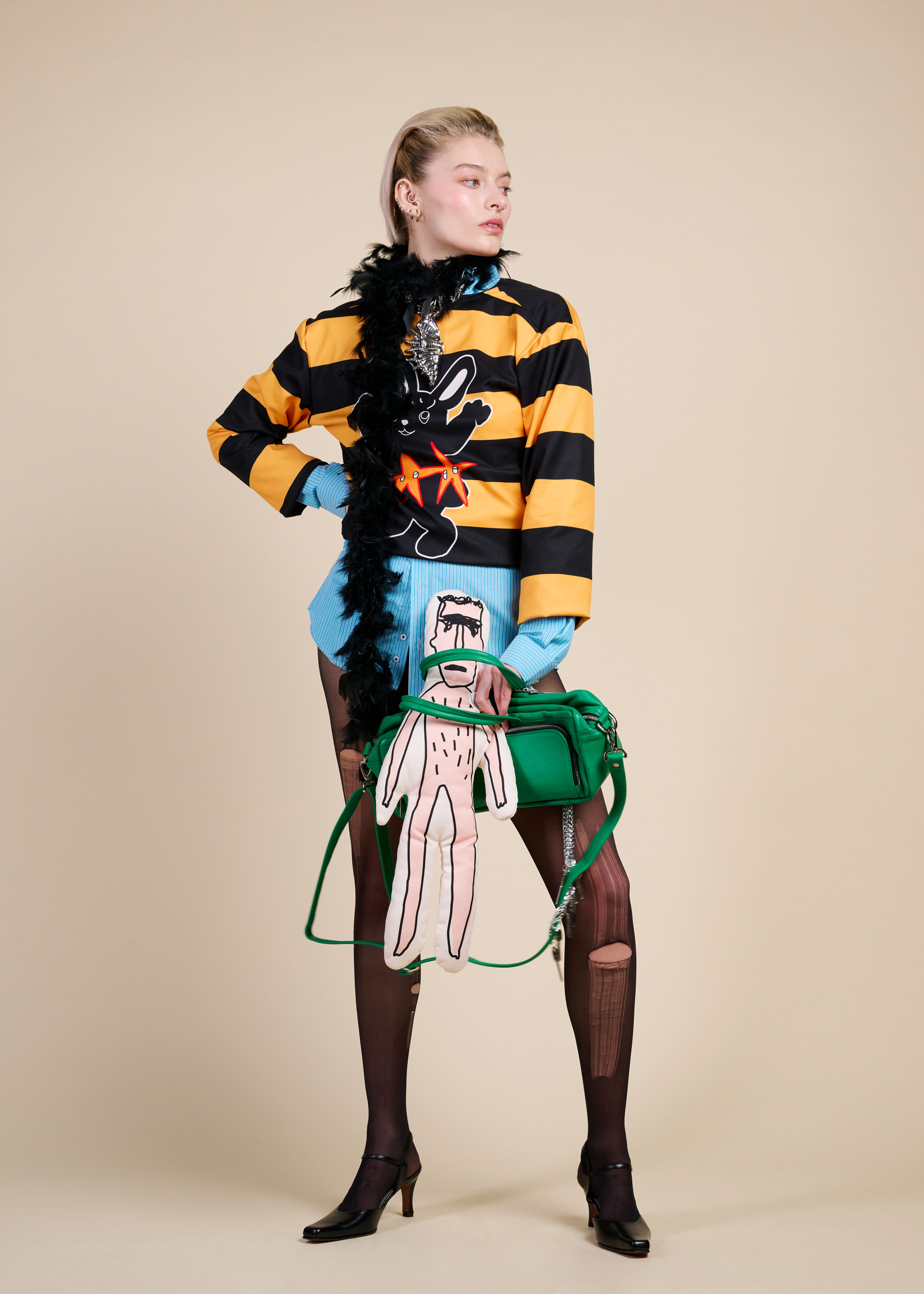Bunny Striped Shirt With Top