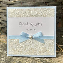baby blue and ivory invitation