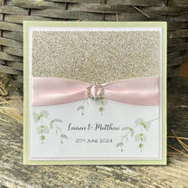 champagne and blush wedding invitation
