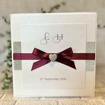 burgundy and silver wedding invitation