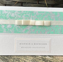 green oblong pocket invitation