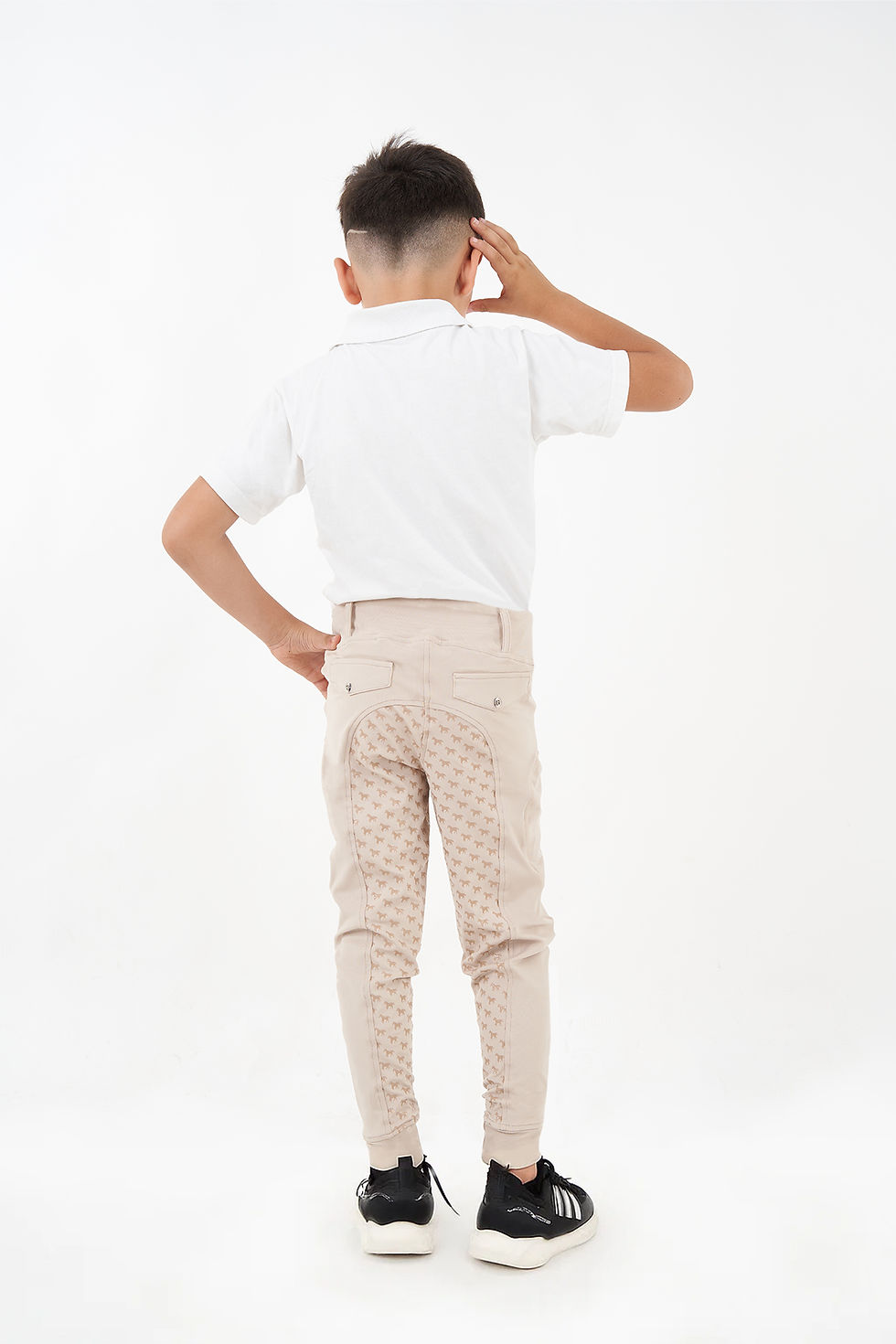 Küçük resim: Çocuk Binicilik Pantolonu At Desenli Full Silikon Bej