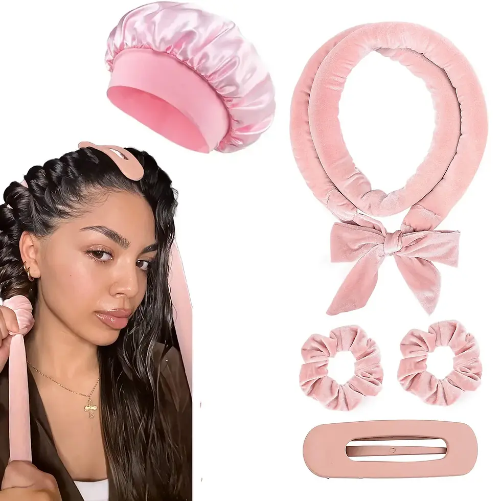 Thumbnail: No Heat Hair Rollers Heatless Curling Rod Headband Soft Hair Curler Satin Curler