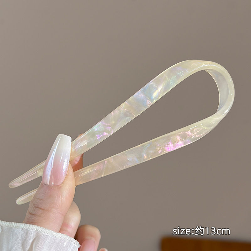 Thumbnail: VANIKA new fashion multi-colour acetate hair clips women's elegant U-shaped hair