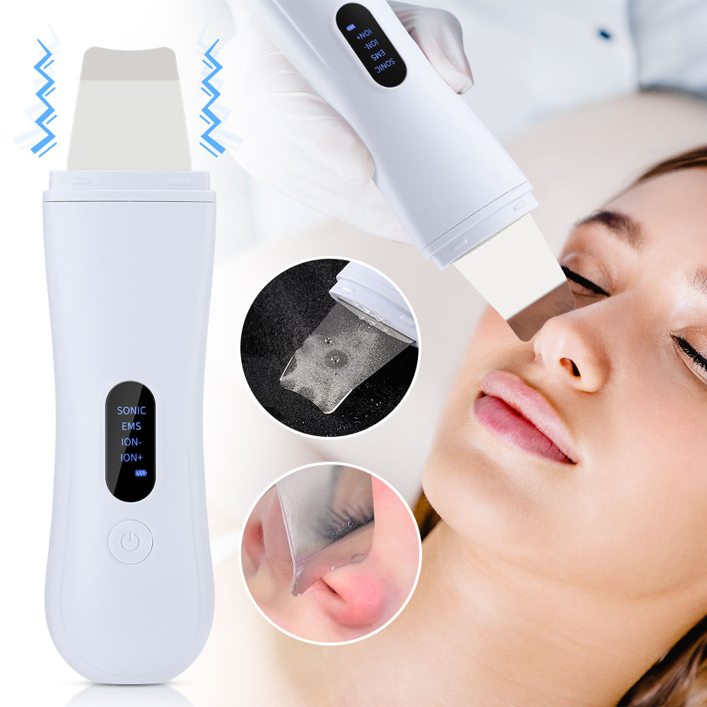 Ultrasonic Skin Scrubber Skin Spatula Ion Deep Face Cleaning 4 Modes Facial Lift
