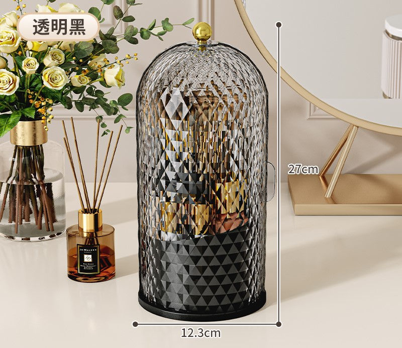 Thumbnail: 360° Rotating Makeup Brush Holder With Lid Luxury Cosmetic Organizer Lipstick E