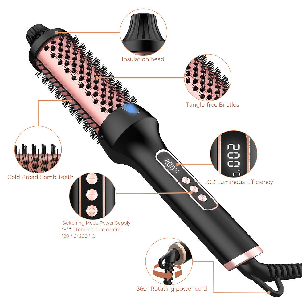 Thumbnail: 3 in1 Thermal Brush Ionic Heated Round Brush Ionic Hair Curler/Straightener with