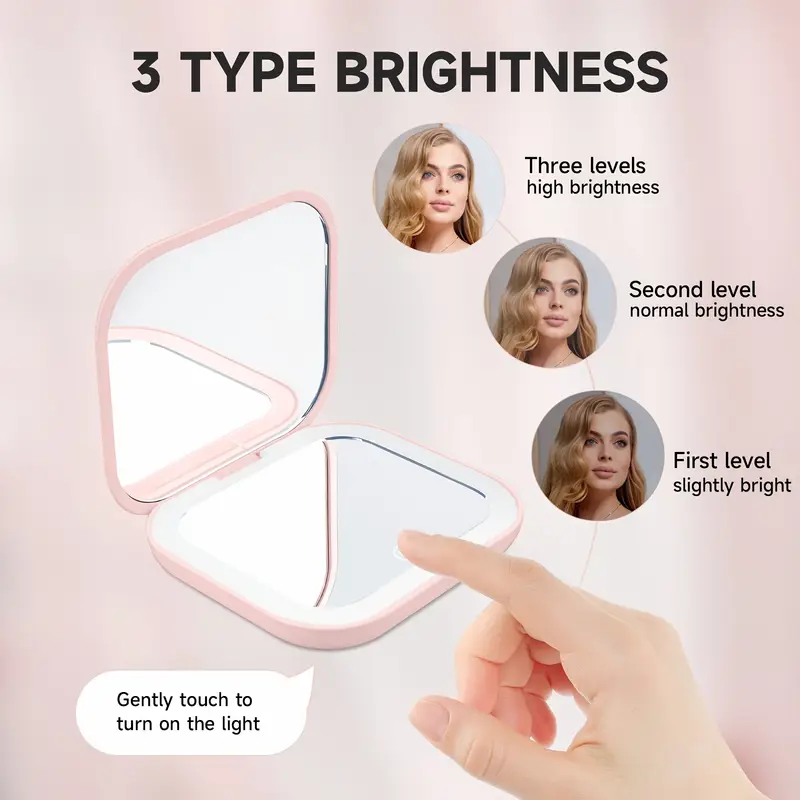 Thumbnail: Compact Mirror with Lights, 1X/2X Magnification Portable Folding Handheld Small 