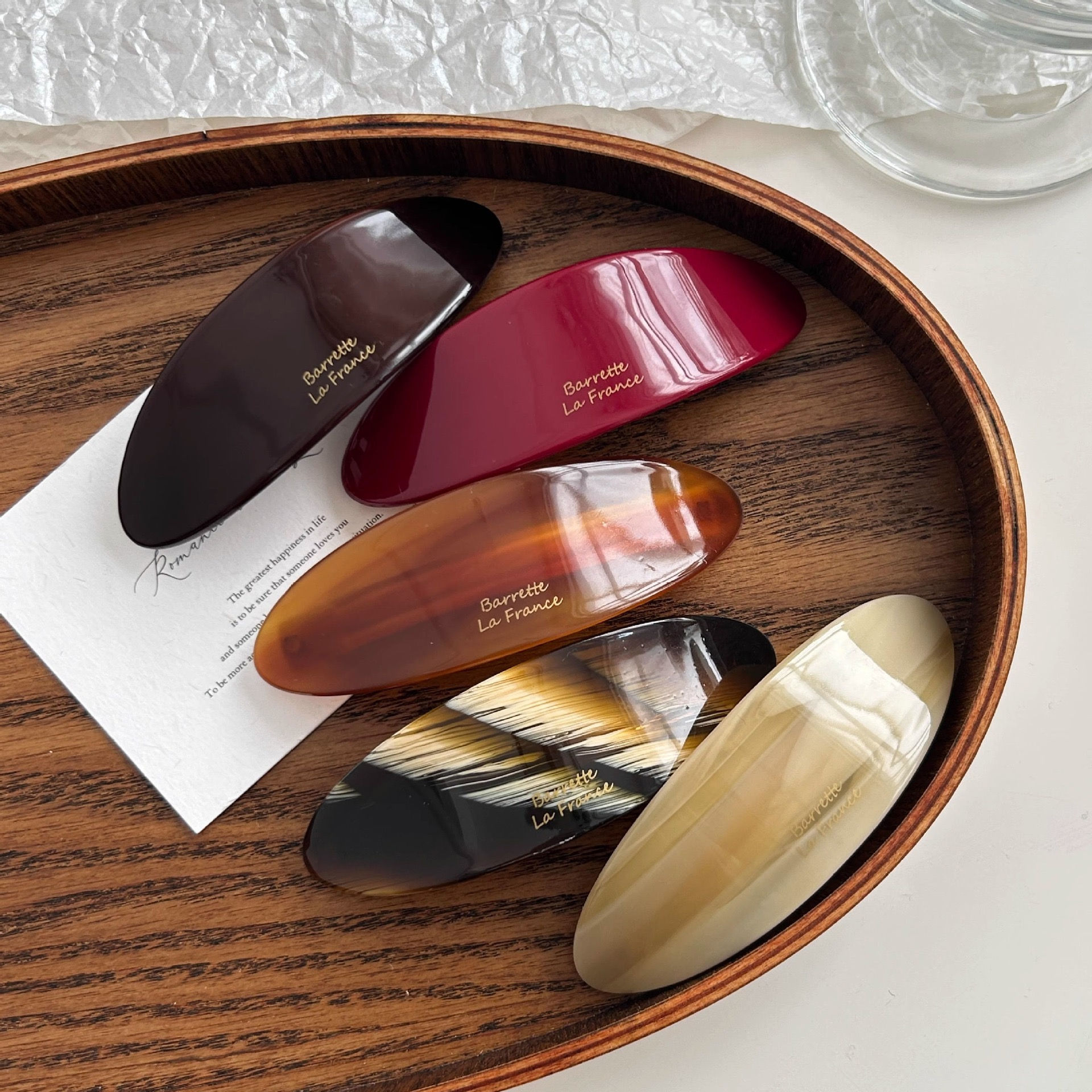 French-style elegant women's acetate oval low ponytail hair clip, spring clip, v