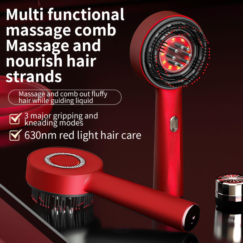 Thumbnail: 3 Modes Electric Vibration Massage Comb Red Light Therapy Hair Growth Massage Sc