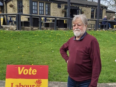 Local Labour Candidate for Horsforth Town Council Brownberrie Ward outside The Old Ball pub in Horsforth