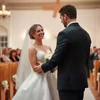 Groom and bride in church in South Jersey by Sean John Photography